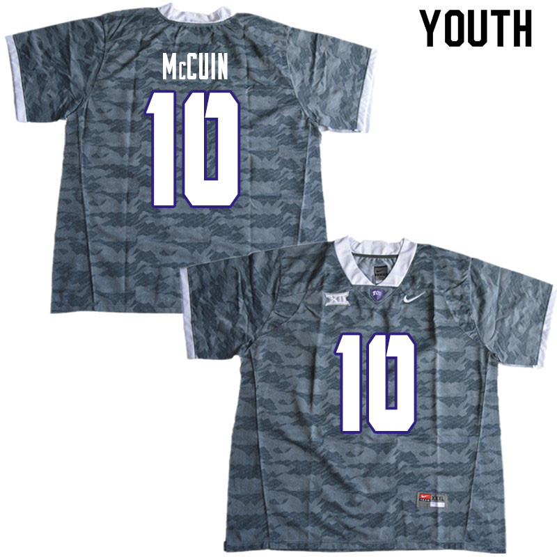 Youth #10 Deshawn McCuin TCU Horned Frogs College Football Jerseys Sale-Gray